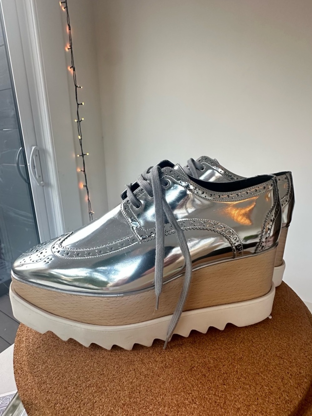 Stella McCartney Elyse Silver Platform Brogues